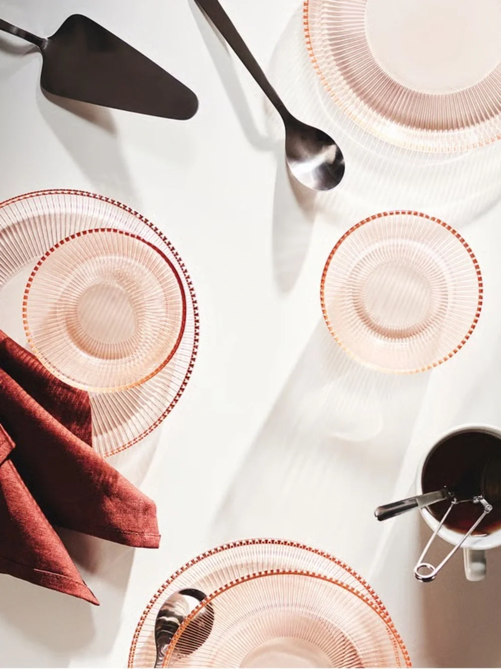 Pink Stripe Glass Bowls - Set of 4